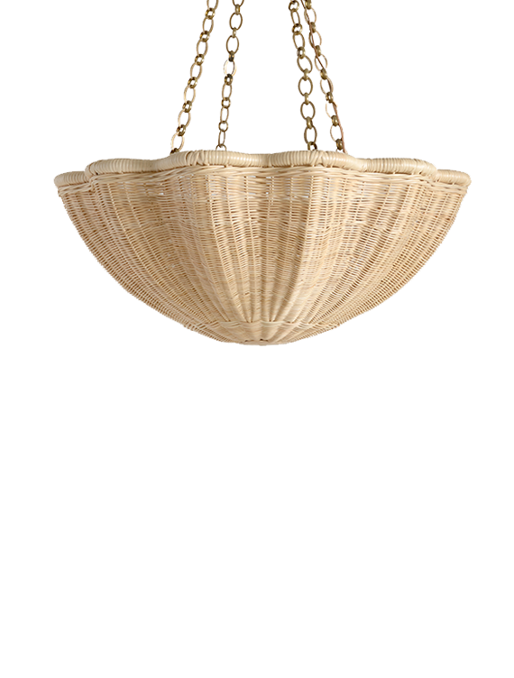 The Rattan Daisy Hanging Light - Medium With Chain