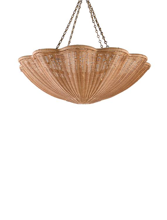 The Rattan Daisy Hanging Light - Large With Chain