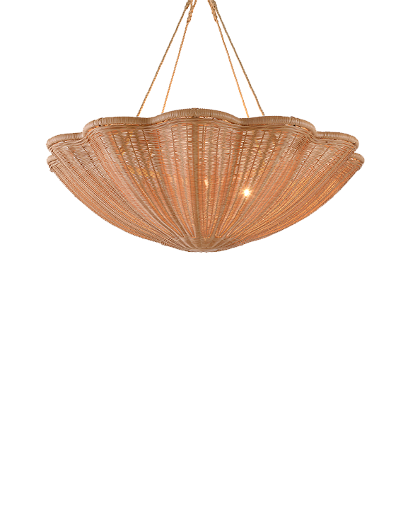 The Rattan Daisy Hanging Light - Large With Rope