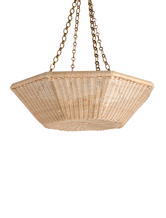 The Rattan Asscher Hanging Light - Medium With Chain