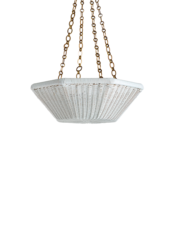 The Rattan Asscher Hanging Light - Small With Chain