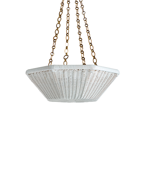 The Rattan Asscher Hanging Light - Small With Chain