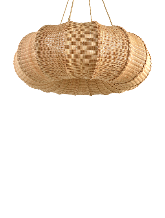 The Rattan Pasha Hanging Light - Medium With Rope