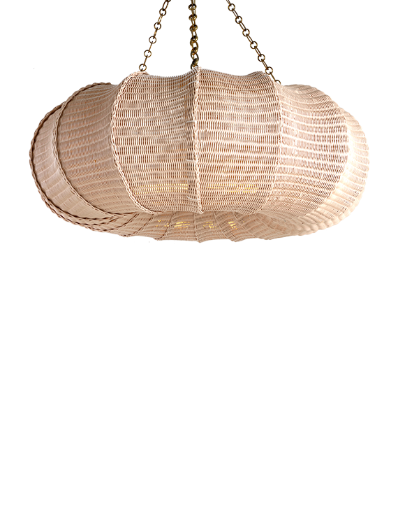 The Rattan Pasha Hanging Light - Medium With Chain