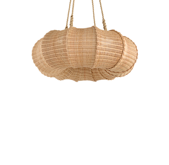 The Rattan Pasha Hanging Light - Small With Rope