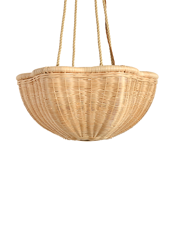 The Rattan Daisy Hanging Light - Small With Rope