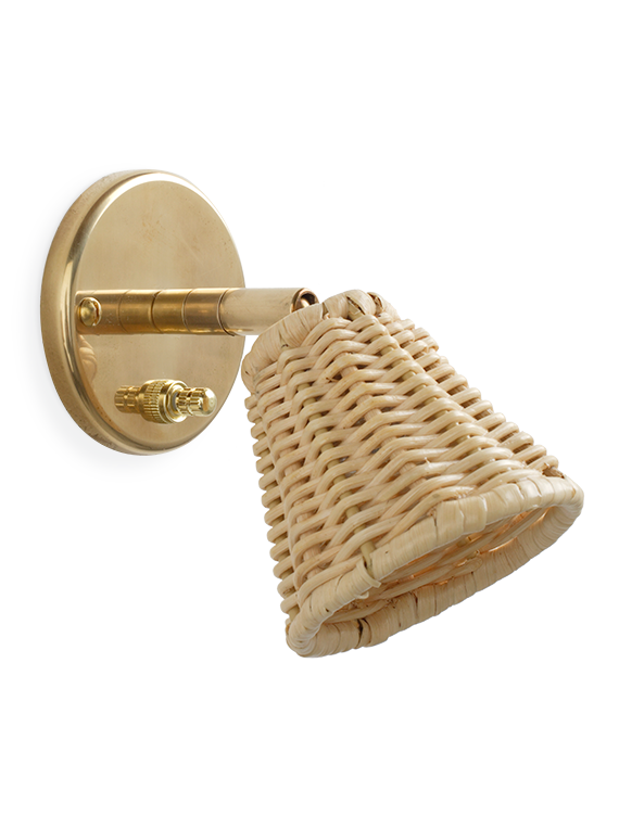 Wicker shade shop wall sconce