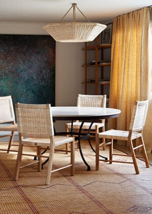 The Rattan Asscher Hanging Light - Medium With Rope: lifestyle