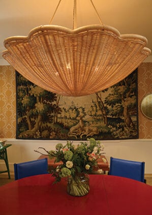 The Rattan Daisy Hanging Light - Large With Rope: lifestyle