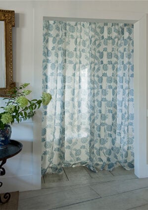 Hydrangea Silhouette - Azure - Linen Sheer: lifestyle