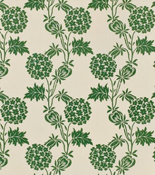 Hydrangea Silhouette - Emerald - Ivory Linen