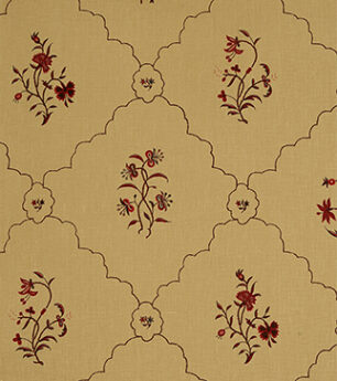 Karun Thakar - Floral Lattice - Madder And Macadamia - Sand Linen