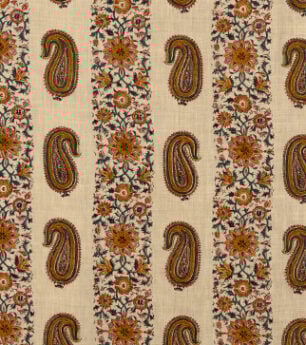 Paisley Stripe - Jewel - Stone Linen