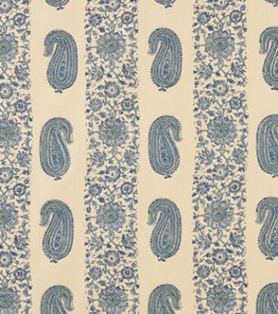 Paisley Stripe - Lapis - Stone Linen