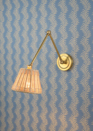 The Parrett Wall Light - With Rattan Downlight Shade: lifestyle