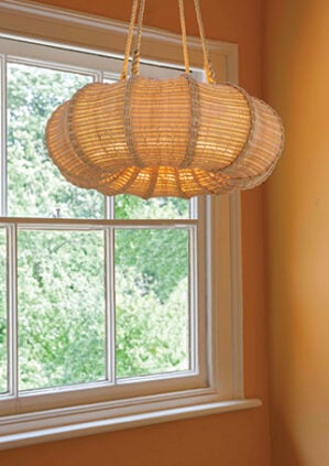 The Rattan Pasha Hanging Light - Small With Rope: lifestyle