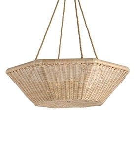 The Rattan Asscher Hanging Light - Medium With Rope
