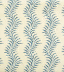 Scrolling Fern Frond - Azure - Ivory Linen
