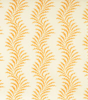 Scrolling Fern Frond - Indian Yellow - Ivory Linen