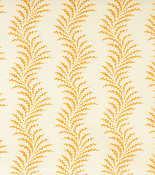 Scrolling Fern Frond - Indian Yellow - Ivory Linen