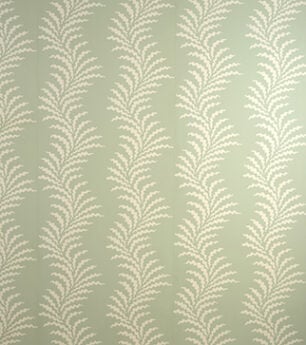 Scrolling Fern Frond Wallpaper - Cream On Duck Egg Blue
