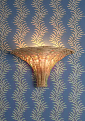Scrolling Fern Silhouette Wallpaper - Cream On Jasper Blue: lifestyle