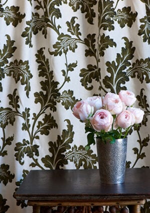 Scrolling Acanthus - Moss - Mutka Silk: lifestyle