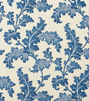 Scrolling Acanthus - Cobalt - Ivory Linen