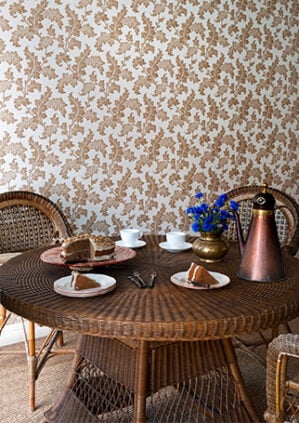 Scrolling Acanthus Frond Wallpaper - Sepia: lifestyle