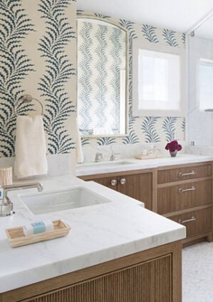 Scrolling Fern Frond Wallpaper - Azure: lifestyle