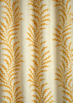 Scrolling Fern Frond - Indian Yellow - Ivory Linen: lifestyle