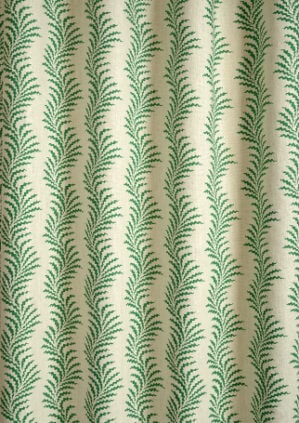 Scrolling Fern Silhouette - Emerald - Ivory Linen: lifestyle