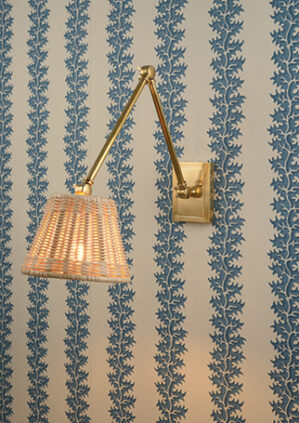 The Avon Wall Light - With Rattan Downlight Shade: lifestyle