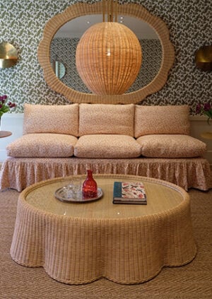 The Rattan Ripple Ottoman - Small: lifestyle