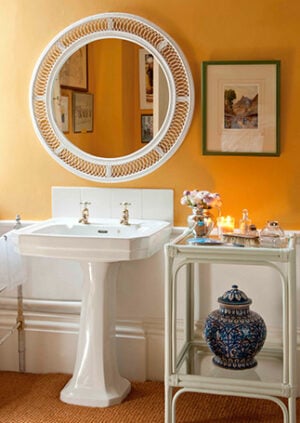 The Rattan Coral Mirror - Small: lifestyle