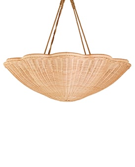 The Rattan Daisy Hanging Light - Large With Rope