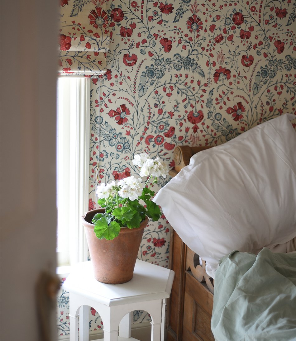 Nursery with Chintz Wallpaper  Transitional  Nursery