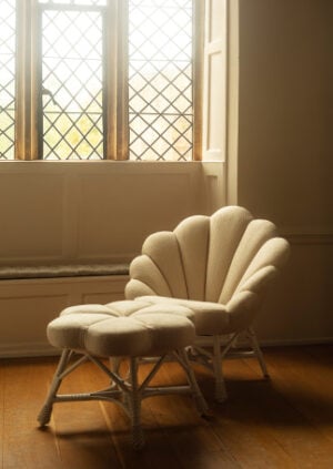 The Rattan Upholstered Venus Chair: lifestyle