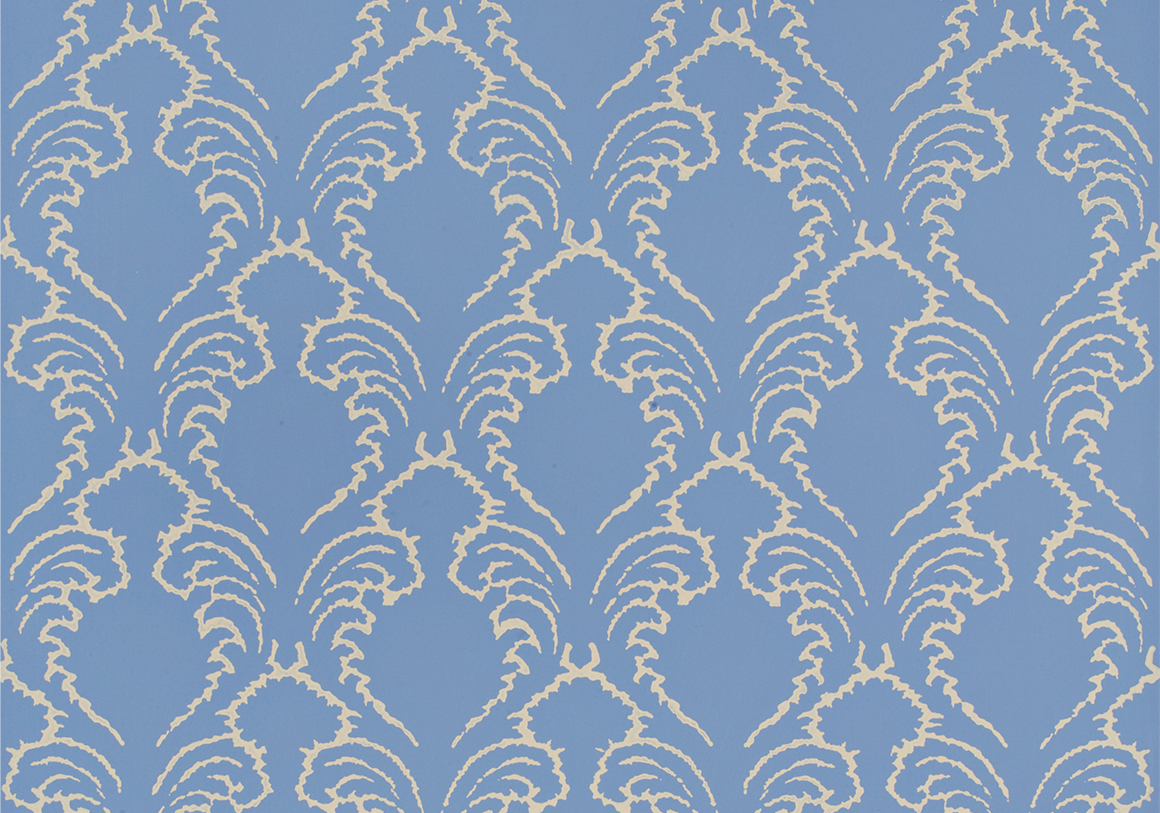 Etched Pineapple Wallpaper - Cream On Jasper Blue