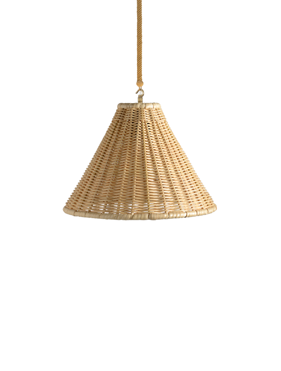 The Rattan Cone Hanging Light - With Single Electrified Cotton Cord