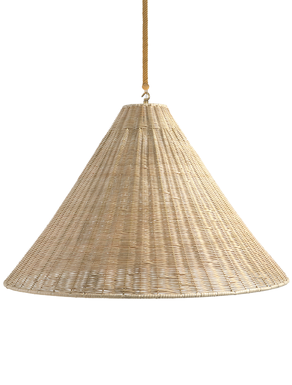 The Rattan Conical Hanging Light - With Single Electrified Cotton Cord