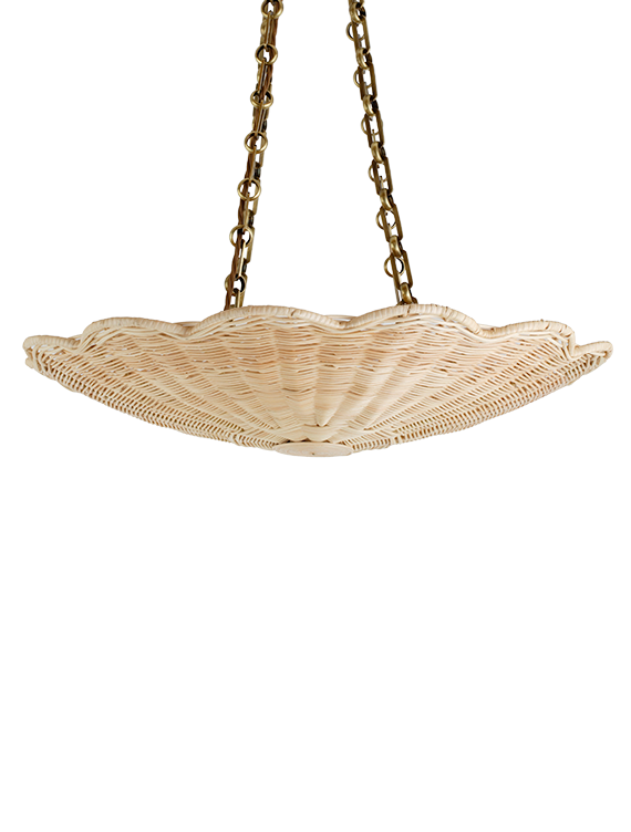 The Rattan Scallop Hanging Light - Large With Chain