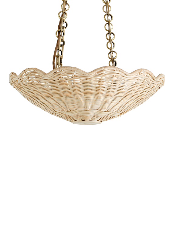 The Rattan Scallop Hanging Light - Small With Chain