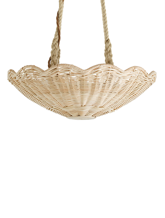 The Rattan Scallop Hanging Light - Small With Rope
