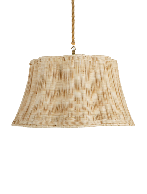 The Rattan Petal Hanging Light - Large With Single Electrified Cotton Cord