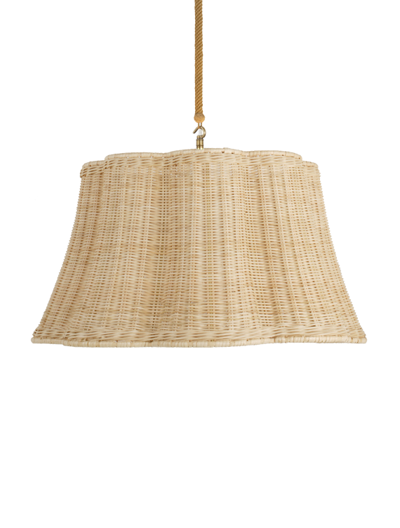 The Rattan Petal Hanging Light - Large With Single Electrified Cotton Cord