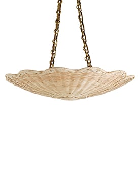 The Rattan Scallop Hanging Light - Large With Chain