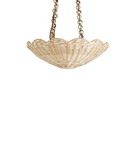 The Rattan Scallop Hanging Light - Small With Chain
