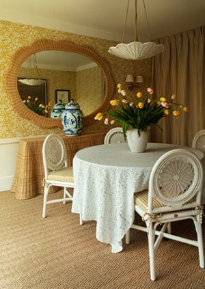 The Rattan Scallop Hanging Light - Large With Rope: lifestyle