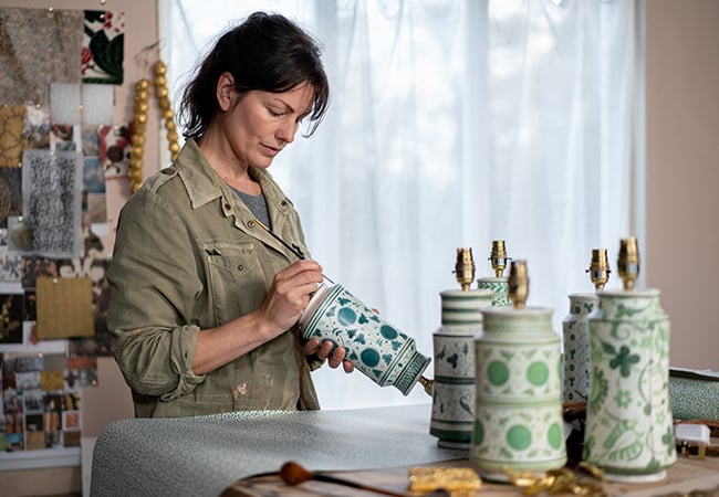 Sophie Coryndon at work on pottery for Soane Britain